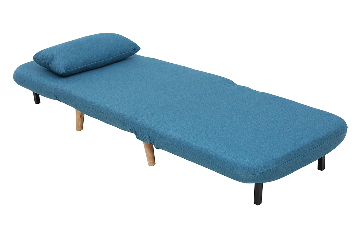 Poltrona letto convertibile in tessuto blu anatra AMIKO