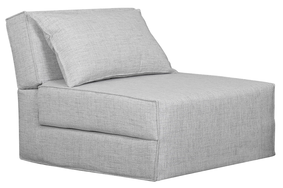 Poltrona letto singola in tessuto grigio chiaro VICTOR