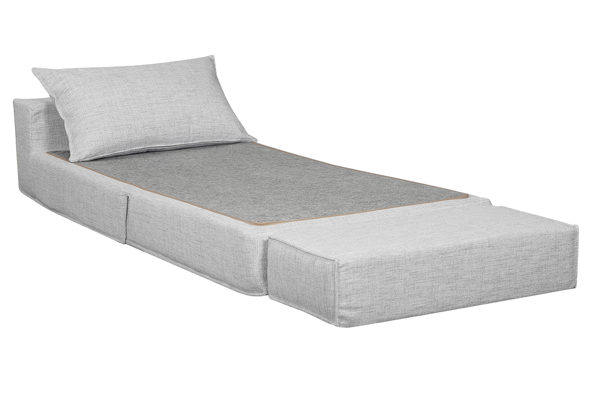 Poltrona letto singola in tessuto grigio chiaro VICTOR