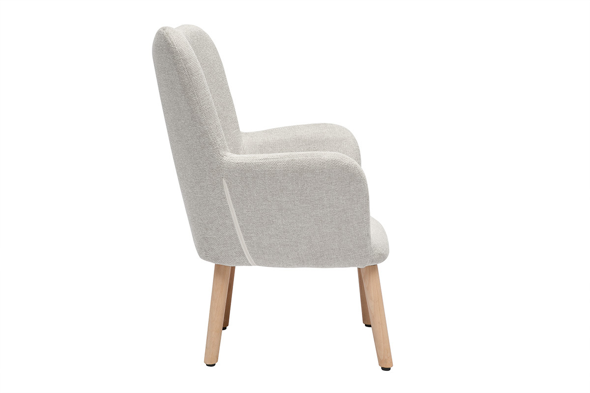 Poltrona per bambini in stile scandinavo in tessuto effetto velluto beige e legno chiaro BABY BRISTOL