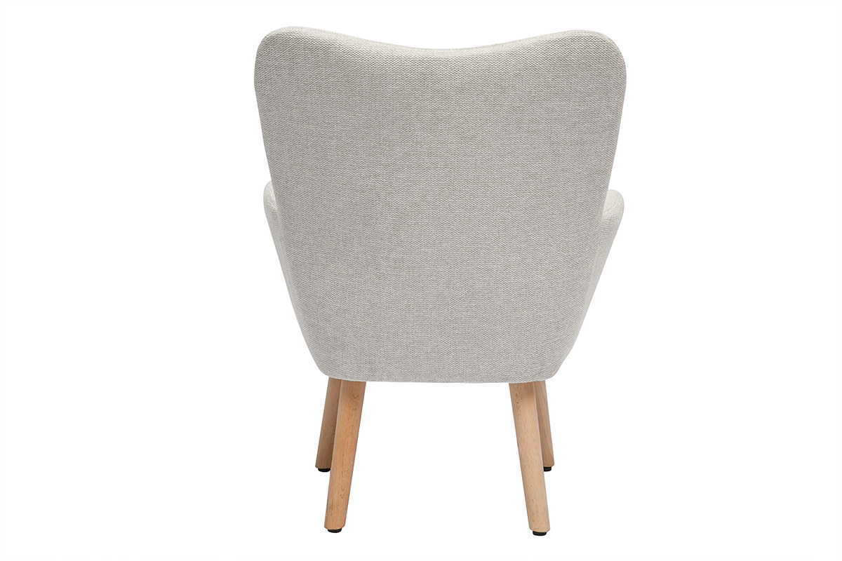 Poltrona per bambini in stile scandinavo in tessuto effetto velluto beige e legno chiaro BABY BRISTOL