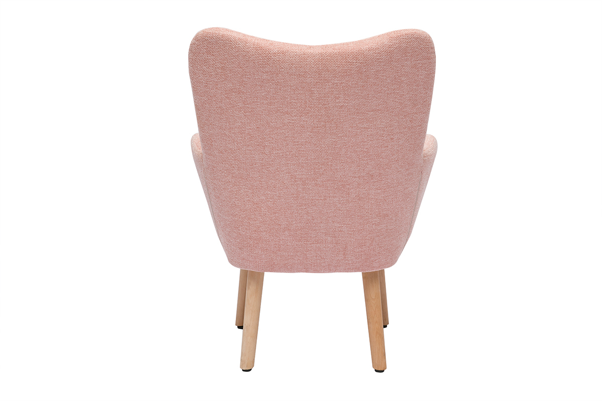 Poltrona per bambini in stile scandinavo in tessuto effetto velluto rosa e legno chiaro BABY BRISTOL