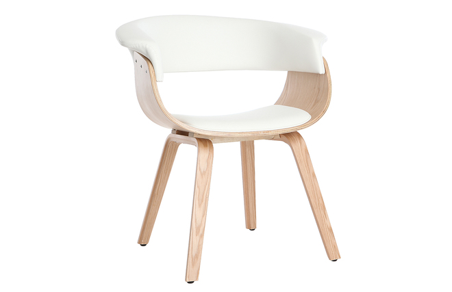 Sedia scandinava bianco e legno chiaro PRISMA - Miliboo