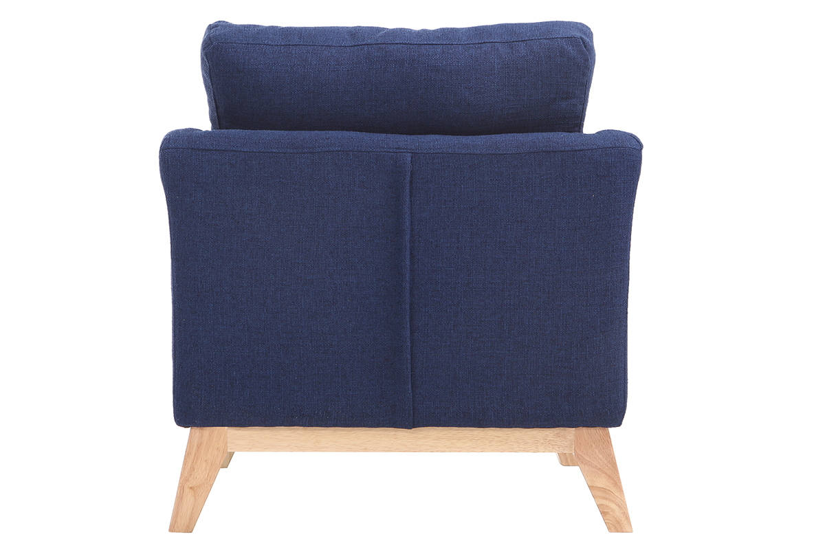 Poltrona scandinava blu scuro piedi in legno chiaro OSLO