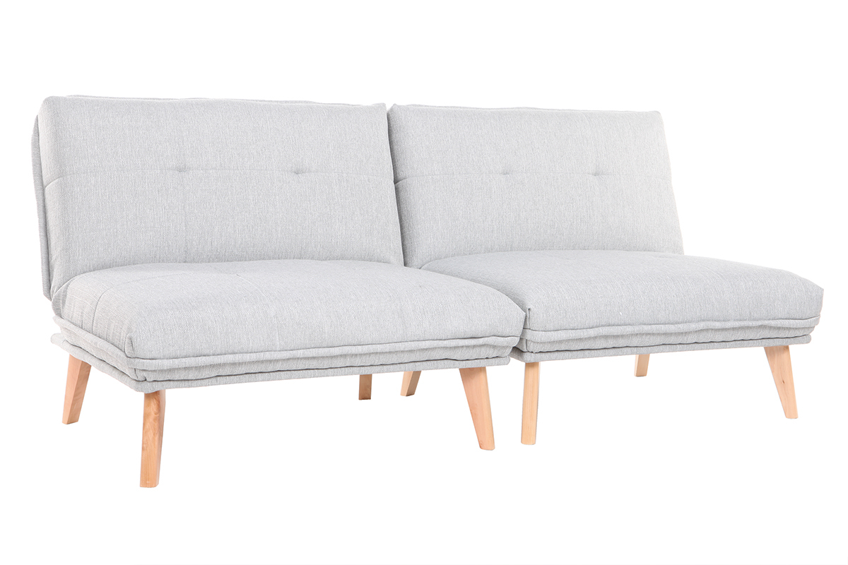 Poltrona scandinava convertibile in tessuto grigio chiaro BENNIE