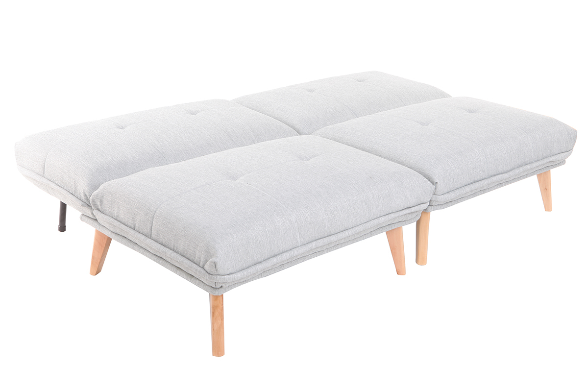 Poltrona scandinava convertibile in tessuto grigio chiaro BENNIE