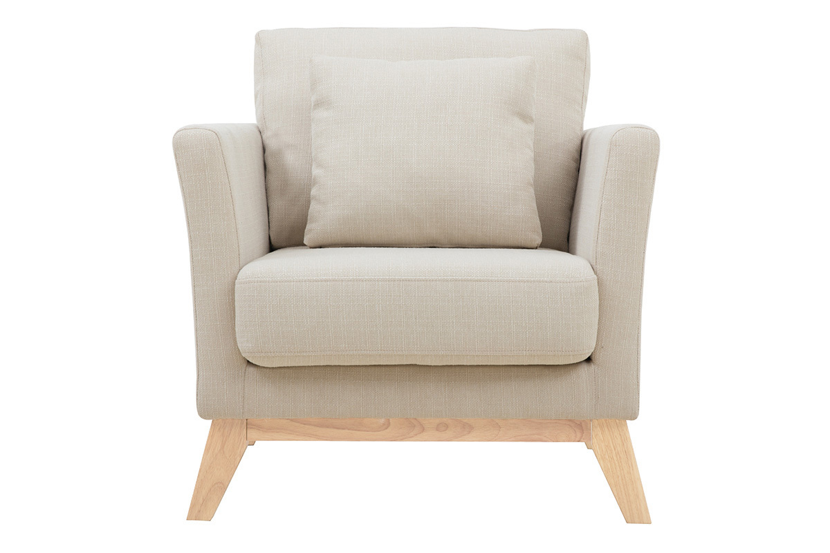 Poltrona scandinava effetto velluto color beige OSLO