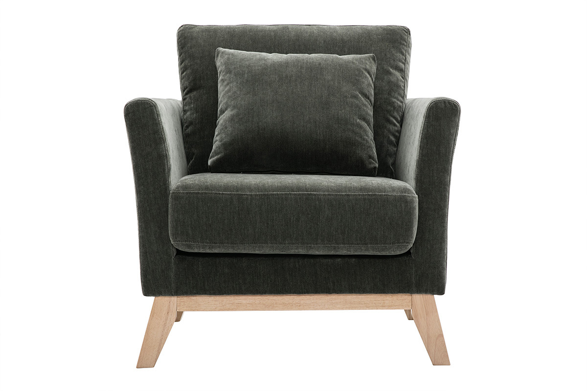 Poltrona scandinava effetto velluto color khaki OSLO