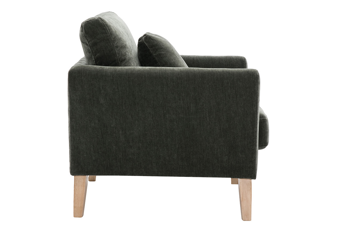 Poltrona scandinava effetto velluto color khaki OSLO