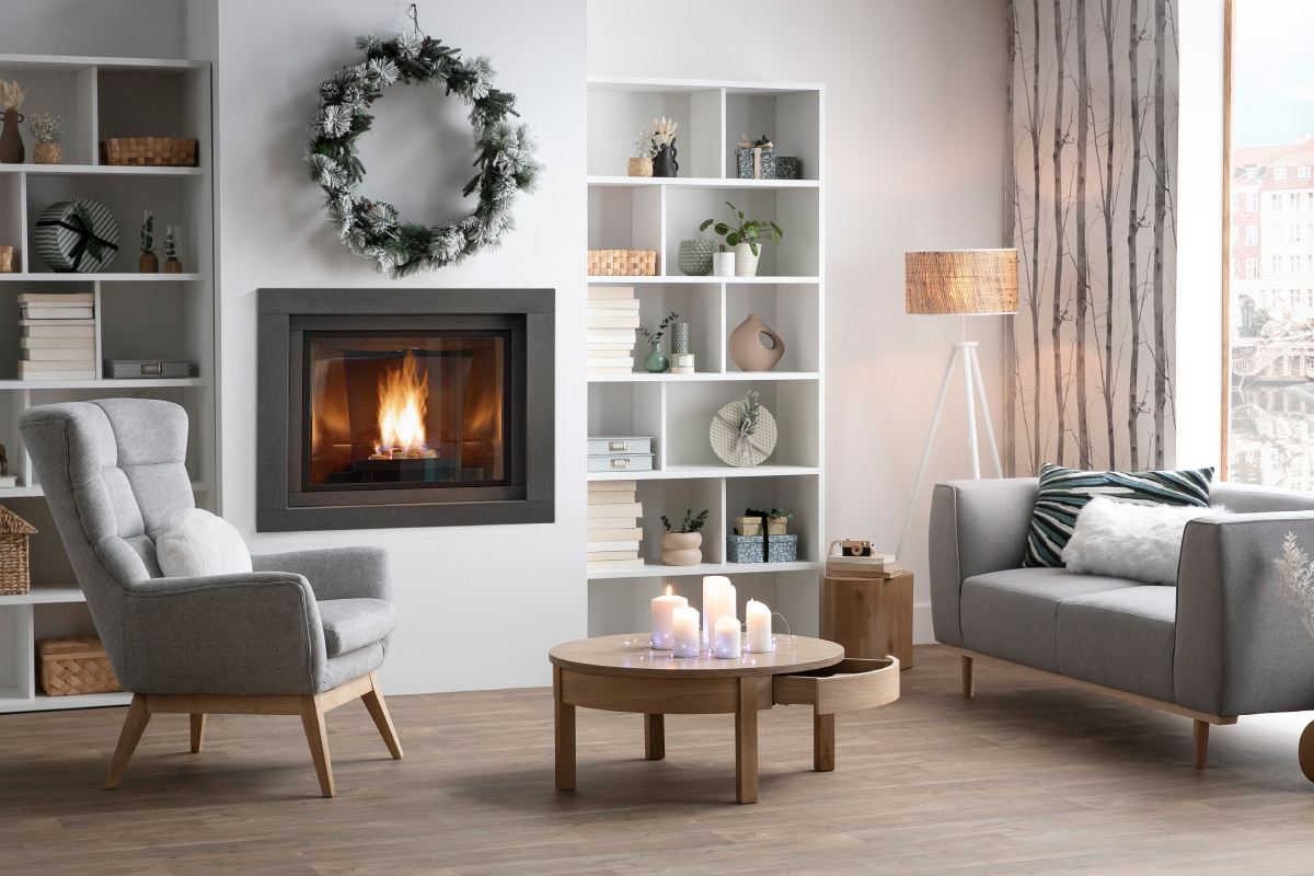 Poltrona scandinava grigio chiaro e legno BRODY