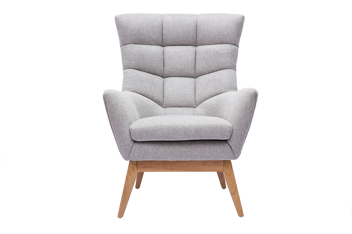 Poltrona scandinava grigio chiaro e legno BRODY