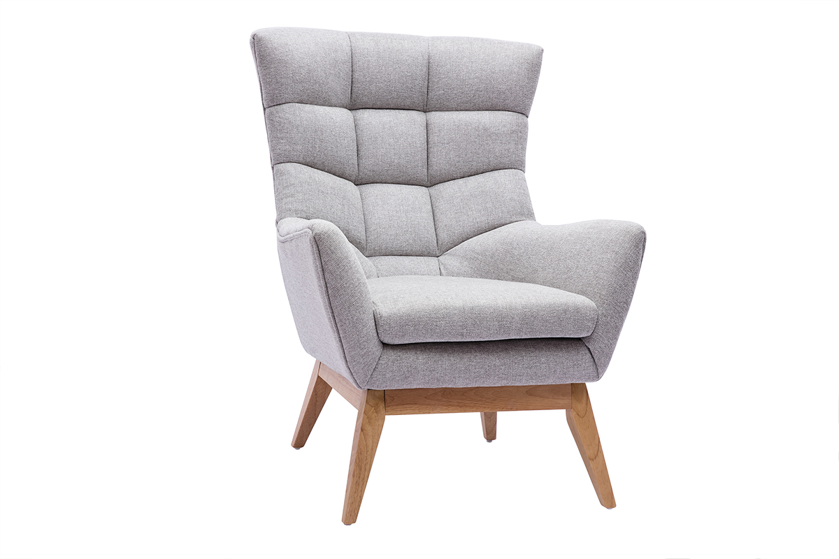 Poltrona scandinava grigio chiaro e legno BRODY