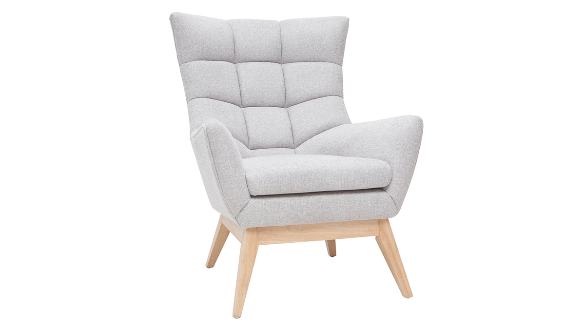 Poltrona scandinava grigio chiaro e legno BRODY