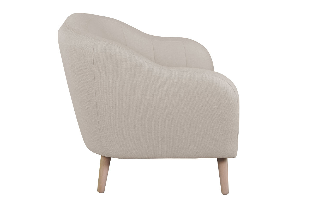 Poltrona scandinava in tessuto beige e legno ISIS