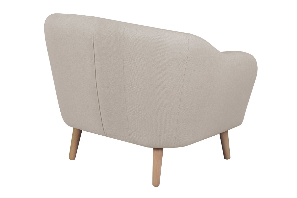 Poltrona scandinava in tessuto beige e legno ISIS