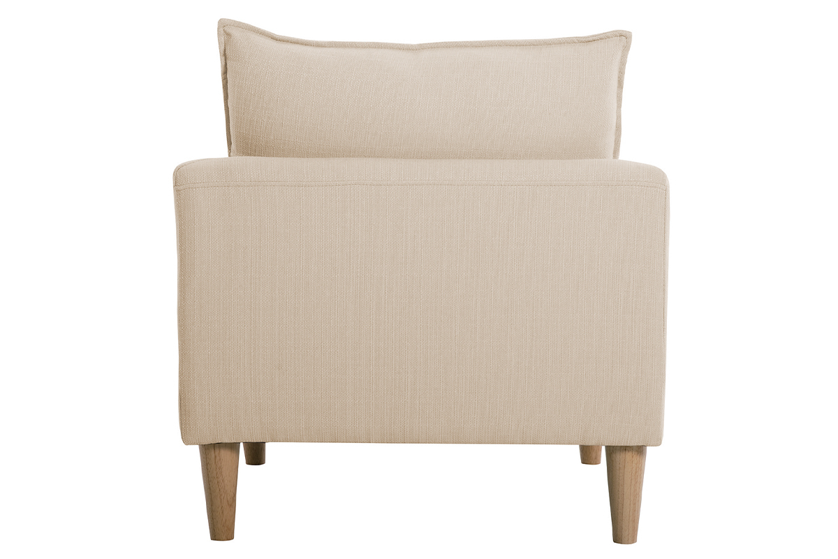 Poltrona scandinava in tessuto beige e massello di hevea KATE