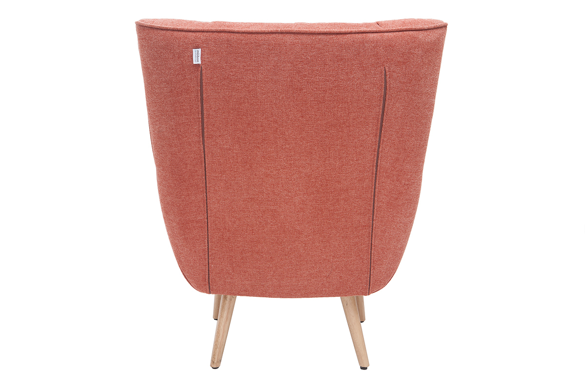 Poltrona scandinava in tessuto effetto velluto terracotta AVERY