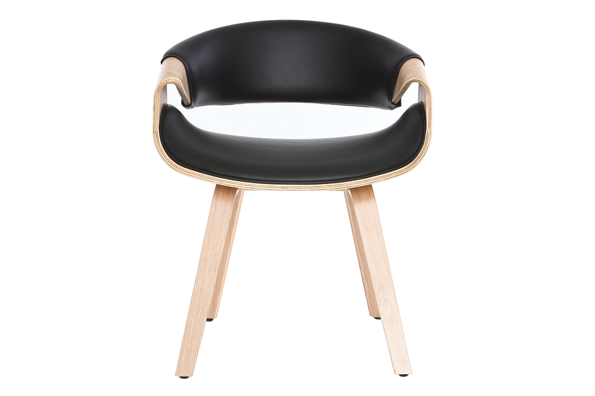 Poltrona scandinava nero e legno chiaro ARAMIS