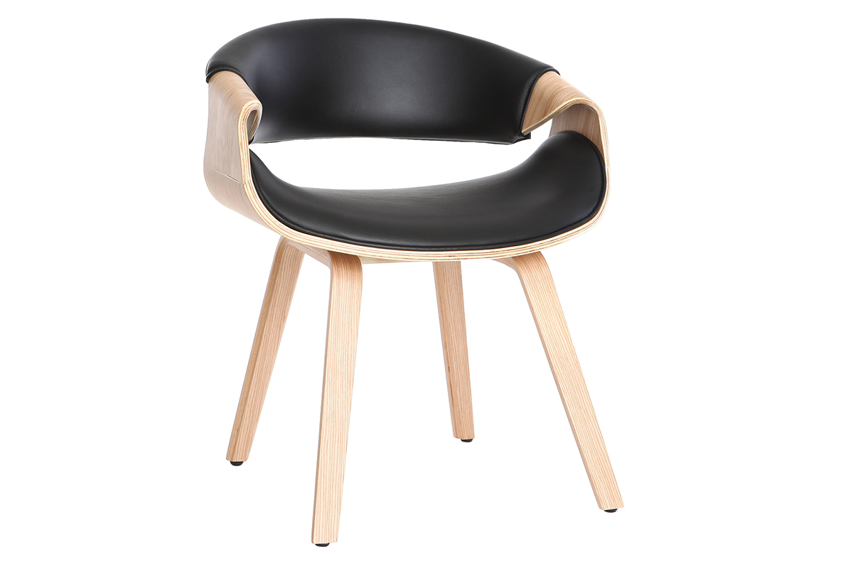 Poltrona scandinava nero e legno chiaro ARAMIS