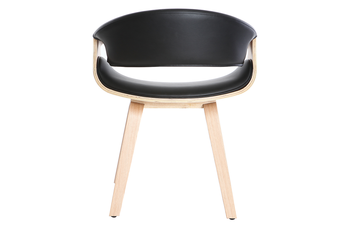 Poltrona scandinava nero e legno chiaro ARAMIS