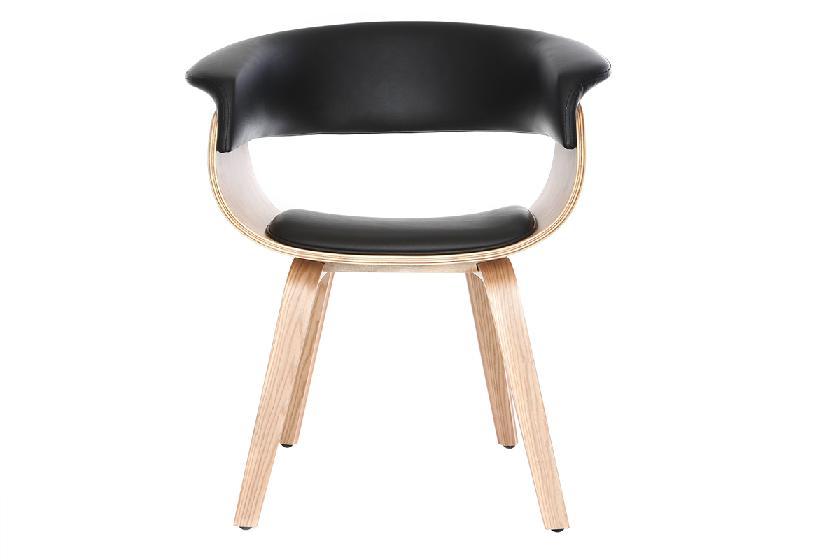 Poltrona scandinava nero e legno chiaro OKTAV