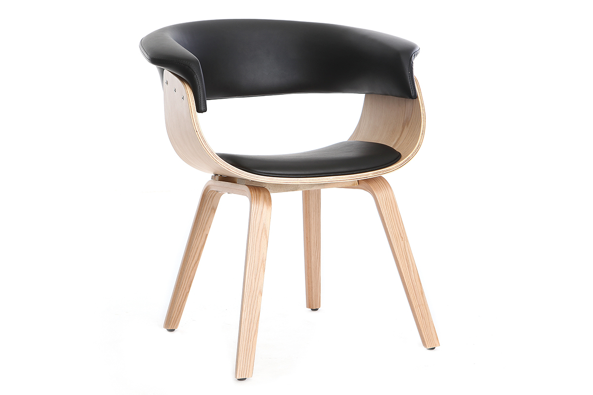 Poltrona scandinava nero e legno chiaro OKTAV