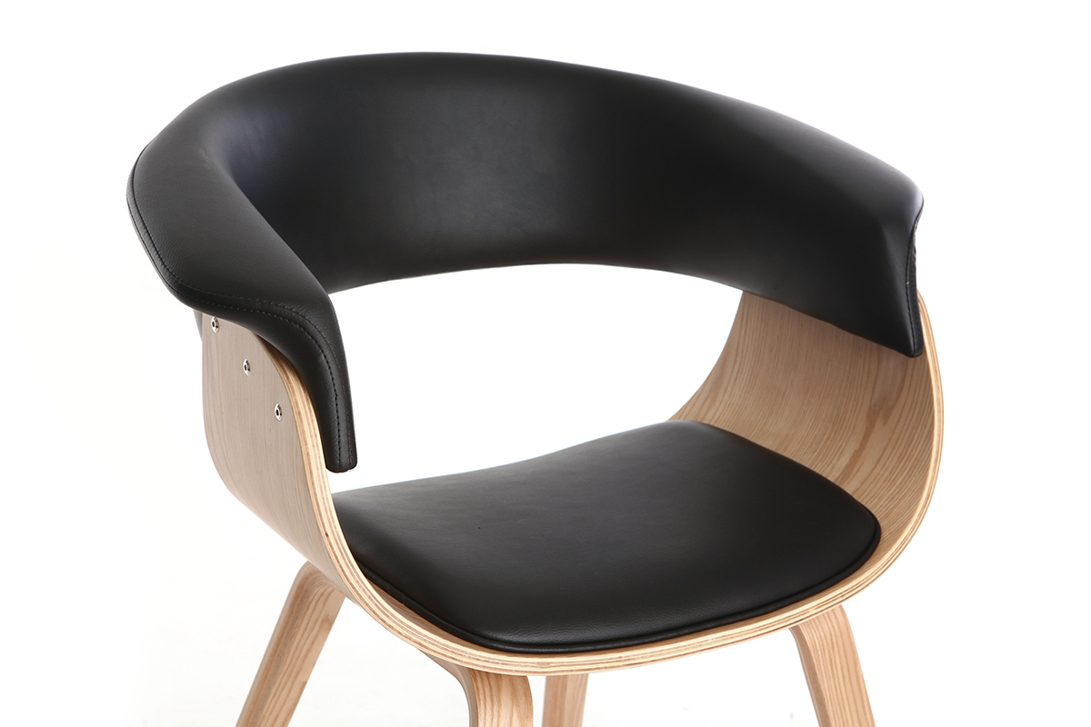 Poltrona scandinava nero e legno chiaro OKTAV