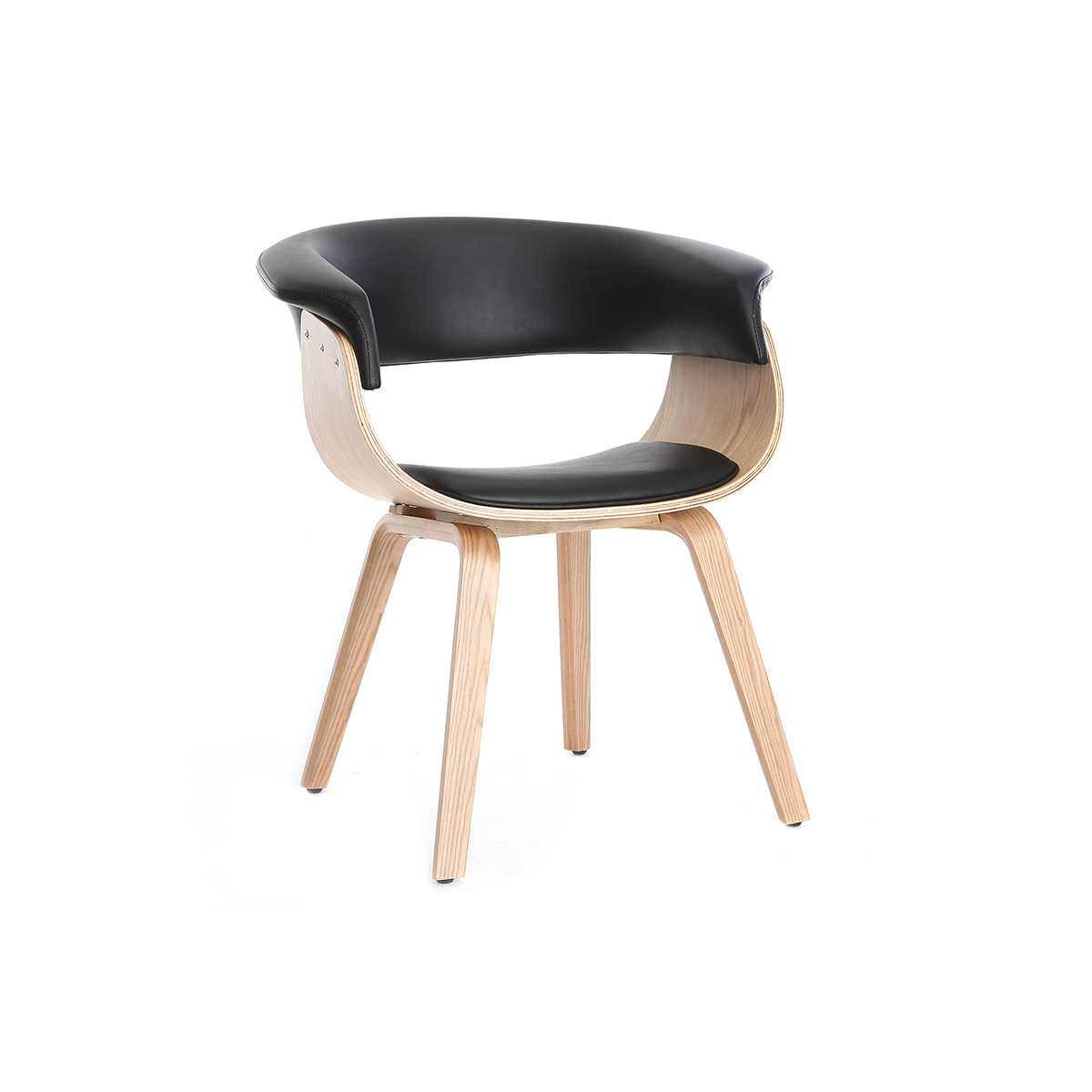 Poltrona scandinava nero e legno chiaro OKTAV