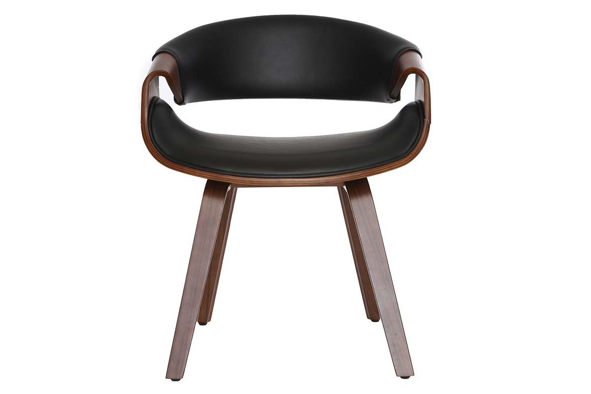 Poltrona scandinava nero e legno scuro ARAMIS