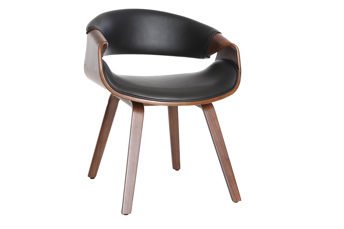 Poltrona scandinava nero e legno scuro ARAMIS