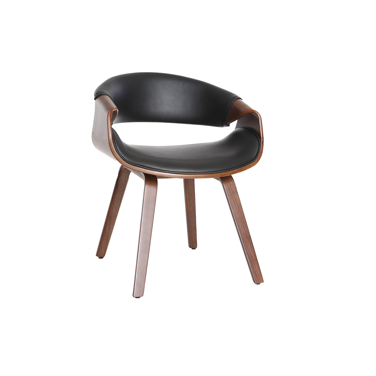 Poltrona scandinava nero e legno scuro ARAMIS