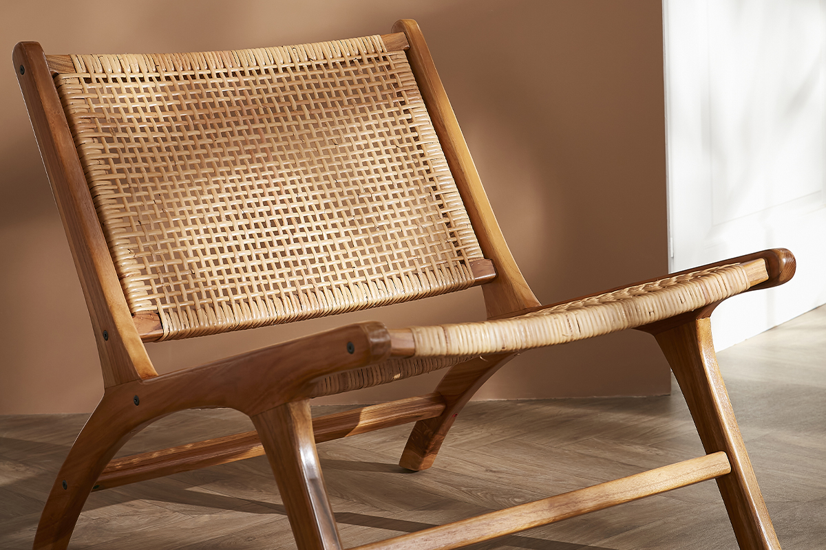 Poltrona teak e rattan naturale HAMMA