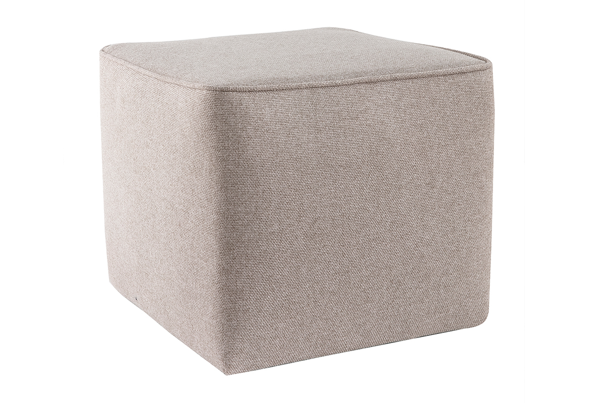 Pouf design quadrato in tessuto beige  PAVE