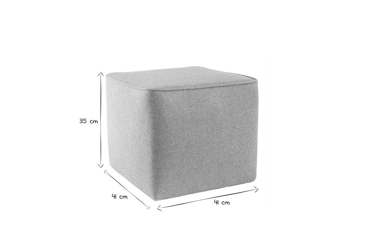 Pouf design quadrato in tessuto beige  PAVE