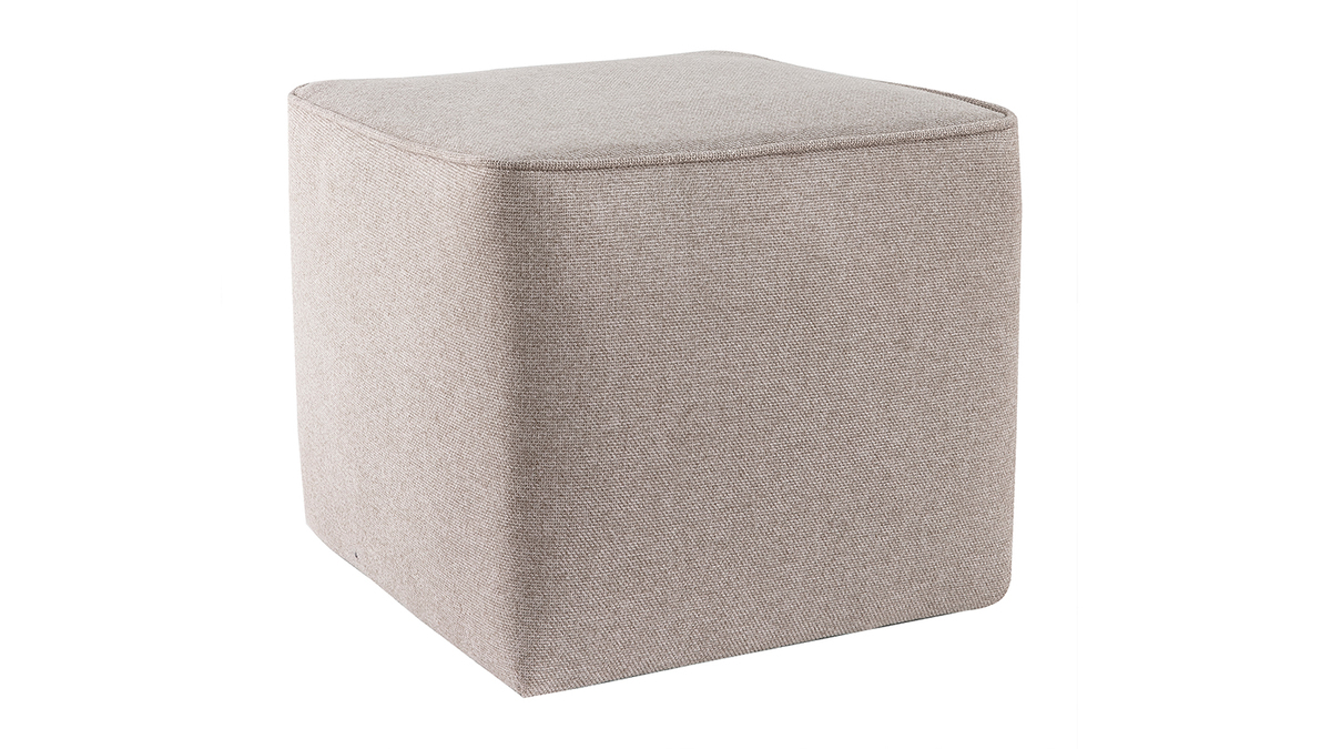 Pouf design quadrato in tessuto beige  PAVE