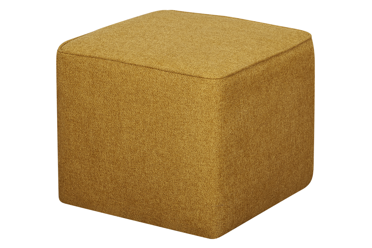 Pouf design quadrato in tessuto giallo cumino PAVE