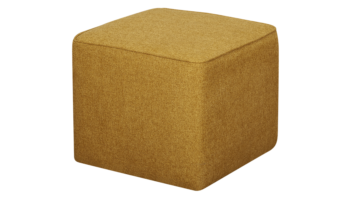 Pouf design quadrato in tessuto giallo cumino PAVE