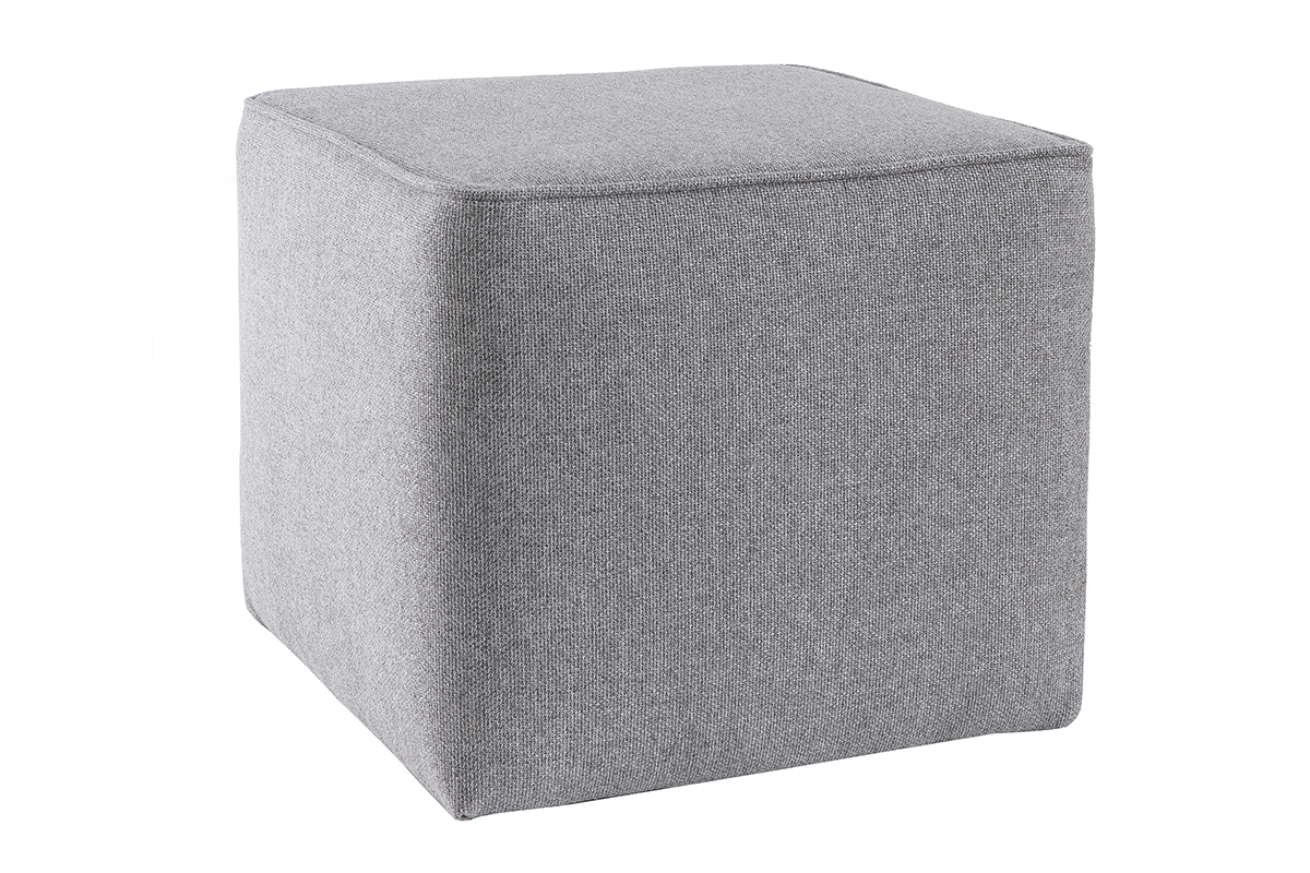 Pouf design quadrato in tessuto grigio PAVE