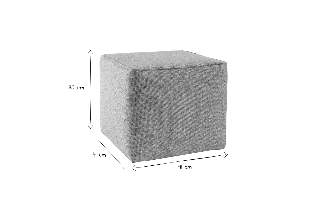 Pouf design quadrato in tessuto grigio PAVE