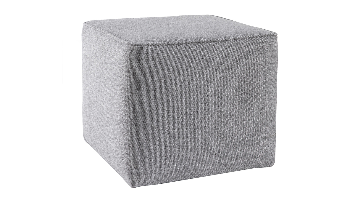 Pouf design quadrato in tessuto grigio PAVE