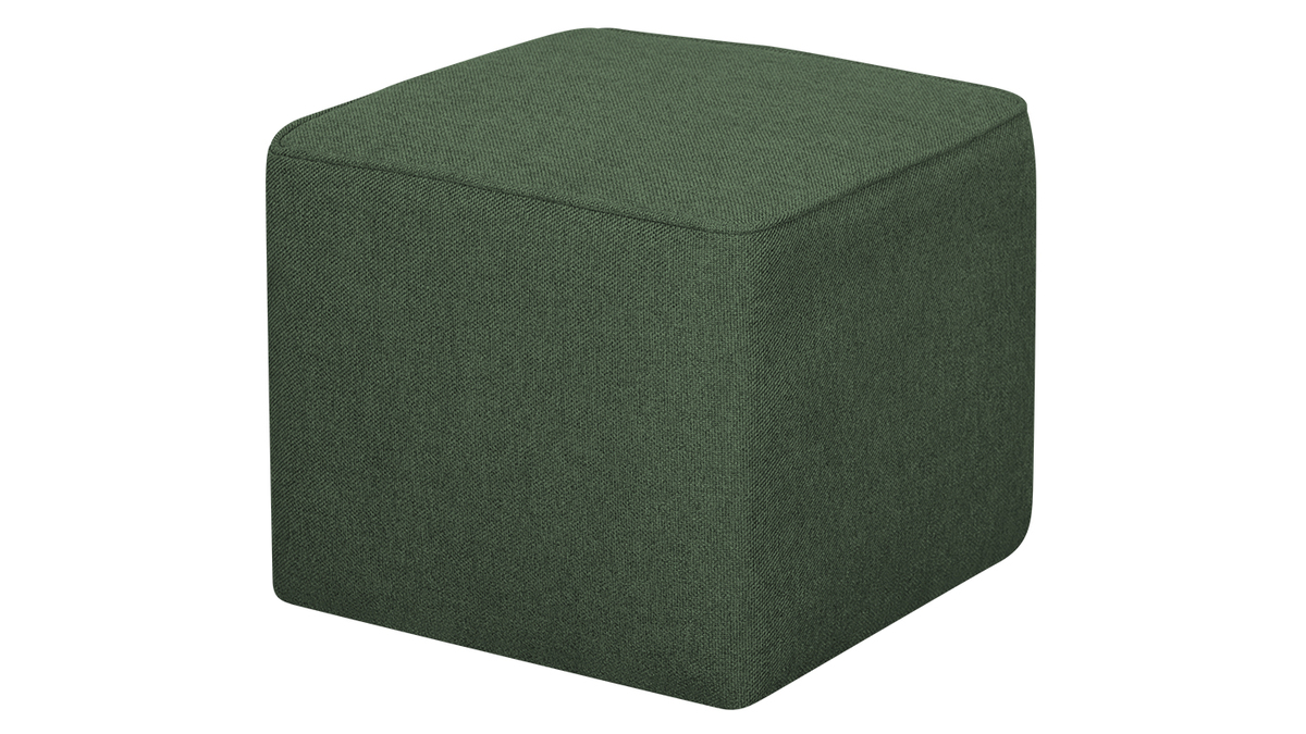 Pouf design quadrato in tessuto kaki PAVE