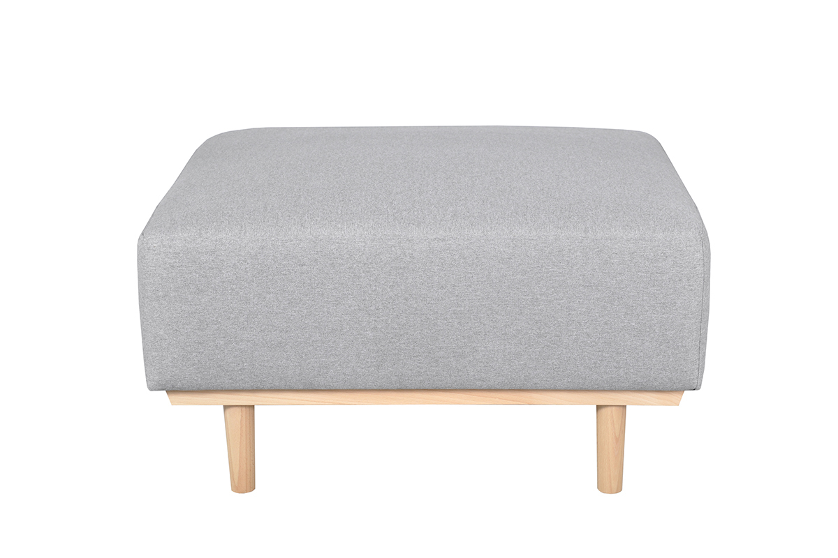 Pouf modulo divano in tessuto grigio chin e massello di faggio - MORRIS