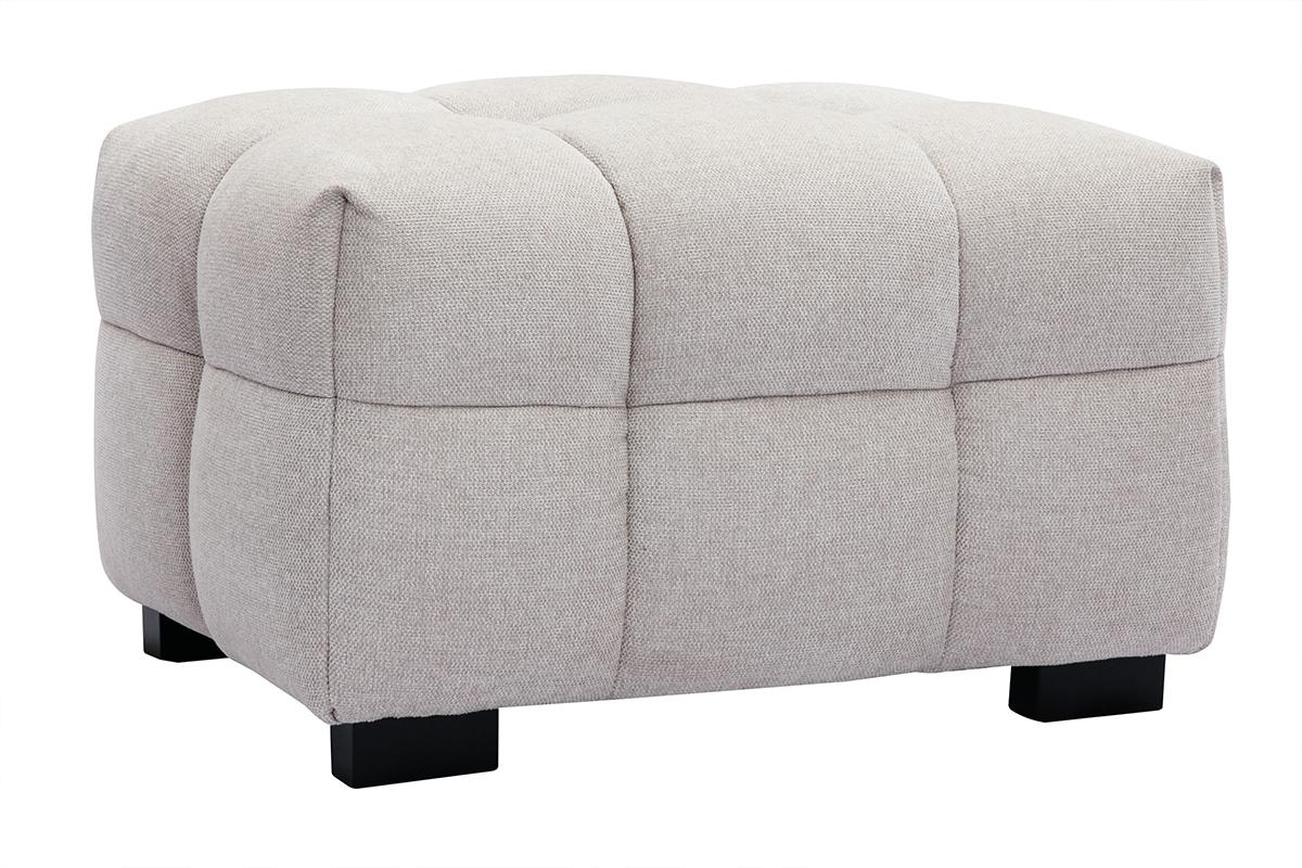 Pouf poggiapiedi design in tessuto effetto velluto testurizzato beige CORTO