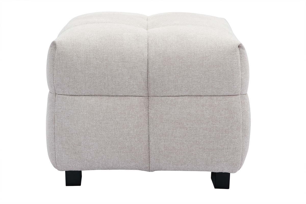 Pouf poggiapiedi design in tessuto effetto velluto testurizzato beige CORTO