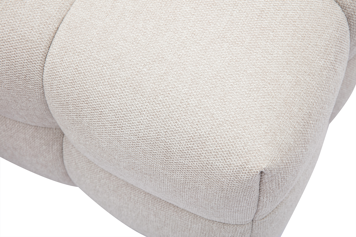 Pouf poggiapiedi design in tessuto effetto velluto testurizzato beige CORTO