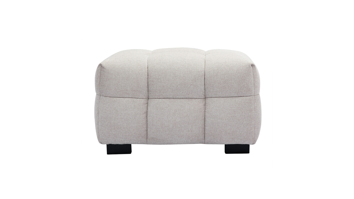 Pouf poggiapiedi design in tessuto effetto velluto testurizzato beige CORTO