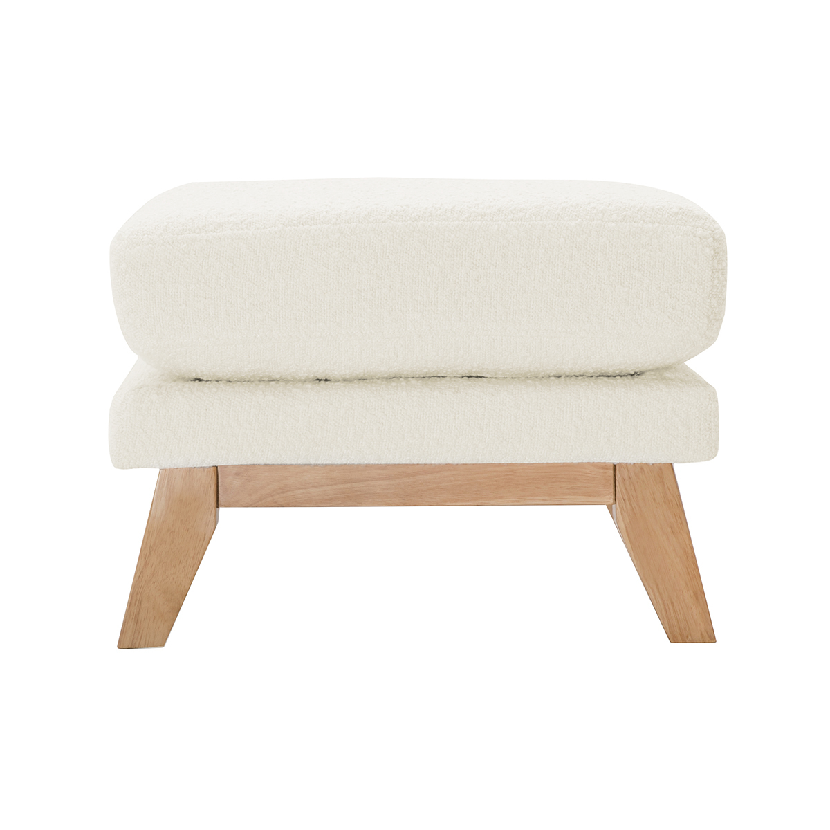 Pouf poggiapiedi scandinavo sfoderabile bianco effetto lana bouclé OSLO