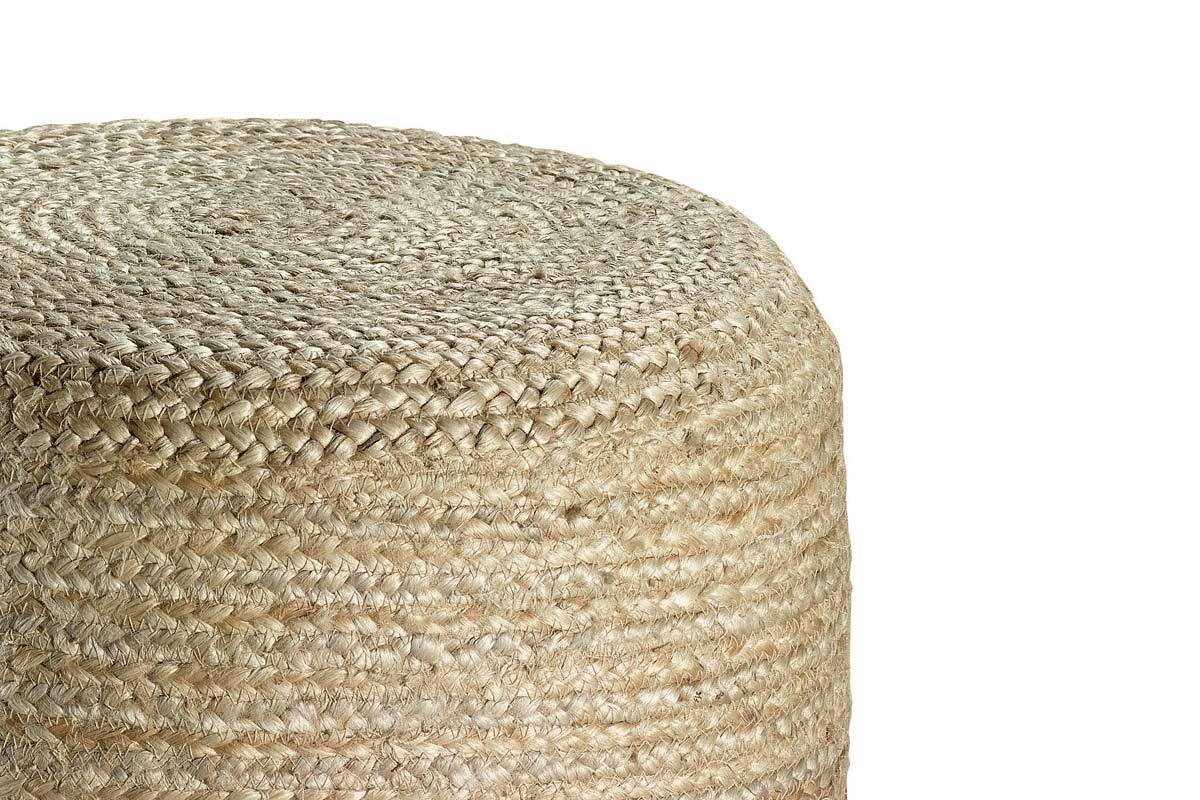 Pouf rotondo in iuta colore naturale, modello GUNNY