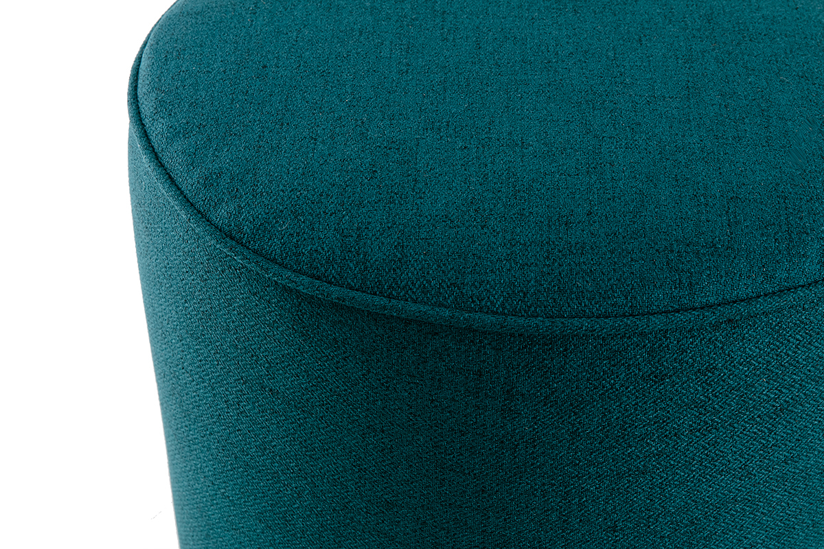 Pouf rotondo in tessuto blu pavone D40 cm COQ