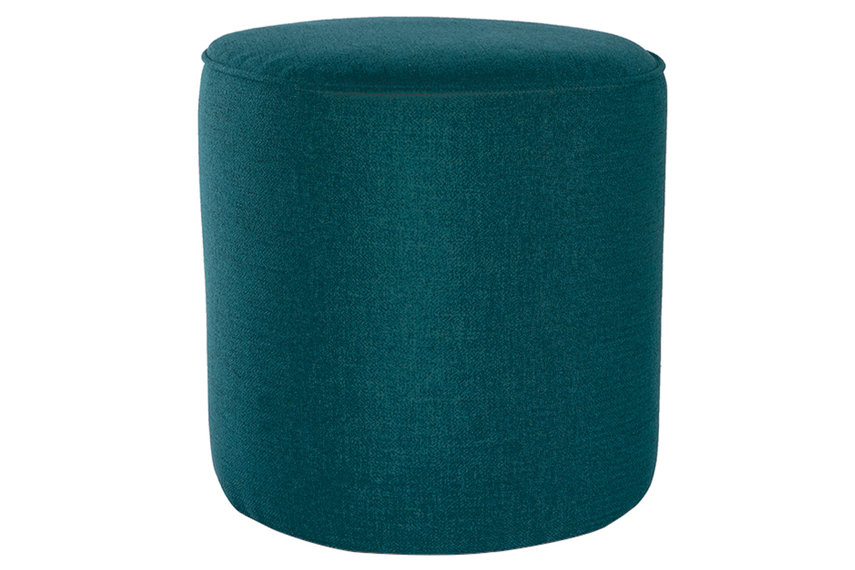 Pouf rotondo in tessuto blu pavone D40 cm COQ